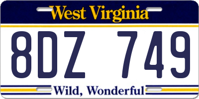 WV license plate 8DZ749