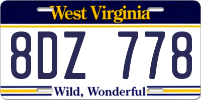WV license plate 8DZ778