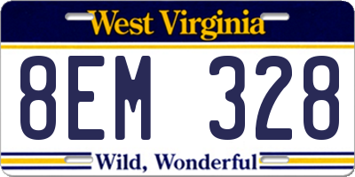 WV license plate 8EM328