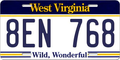 WV license plate 8EN768