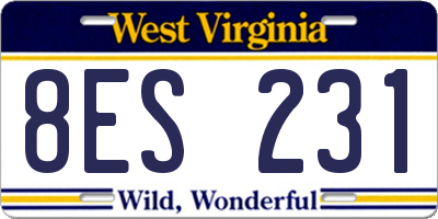 WV license plate 8ES231