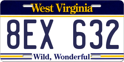 WV license plate 8EX632