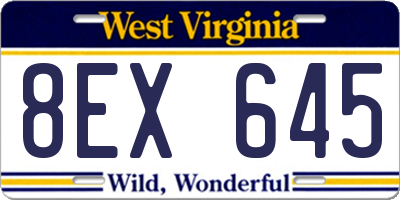 WV license plate 8EX645
