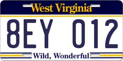 WV license plate 8EY012