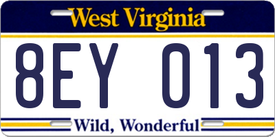 WV license plate 8EY013