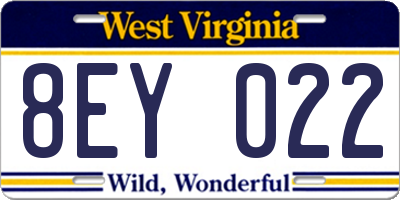 WV license plate 8EY022