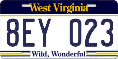 WV license plate 8EY023