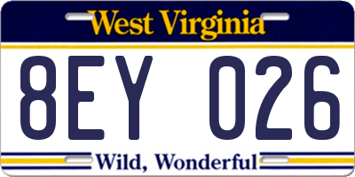 WV license plate 8EY026