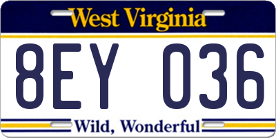 WV license plate 8EY036