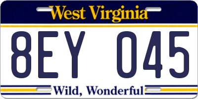 WV license plate 8EY045