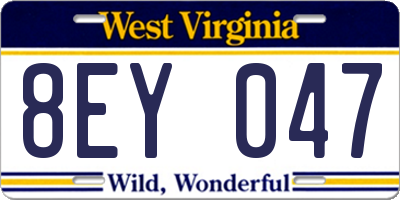 WV license plate 8EY047