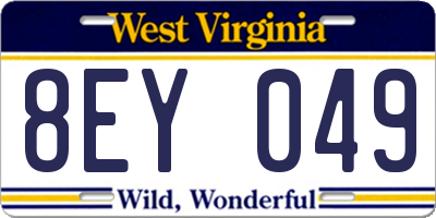 WV license plate 8EY049