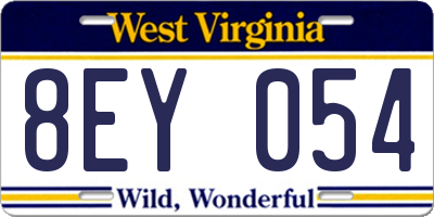 WV license plate 8EY054
