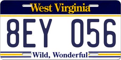 WV license plate 8EY056