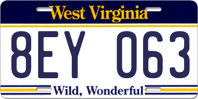 WV license plate 8EY063