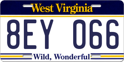 WV license plate 8EY066