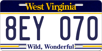 WV license plate 8EY070