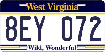 WV license plate 8EY072