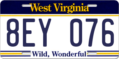 WV license plate 8EY076