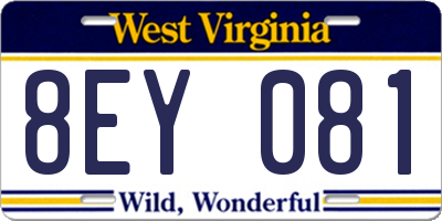 WV license plate 8EY081
