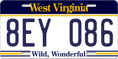 WV license plate 8EY086