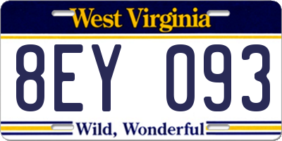 WV license plate 8EY093