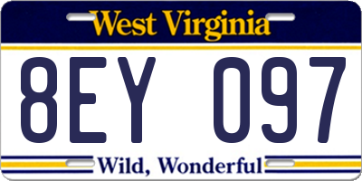 WV license plate 8EY097