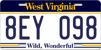 WV license plate 8EY098