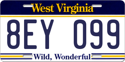 WV license plate 8EY099