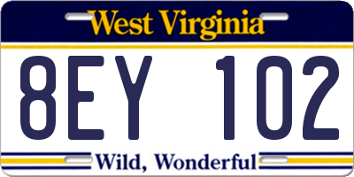 WV license plate 8EY102