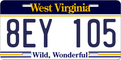 WV license plate 8EY105