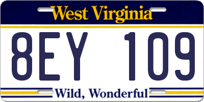 WV license plate 8EY109