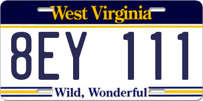 WV license plate 8EY111