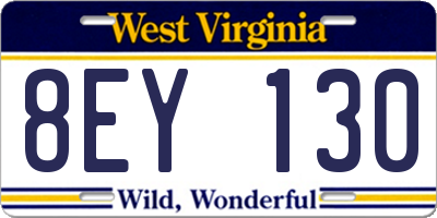 WV license plate 8EY130