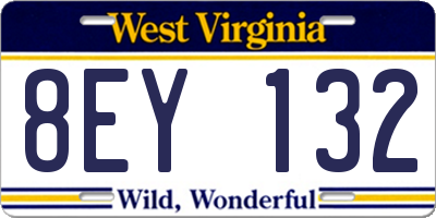 WV license plate 8EY132