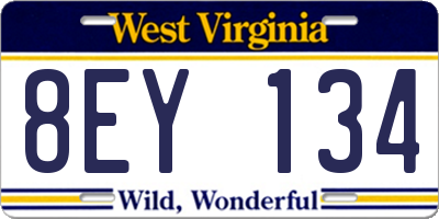 WV license plate 8EY134