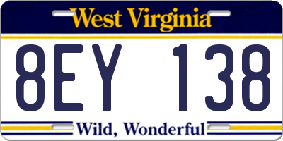 WV license plate 8EY138