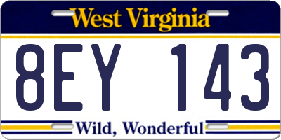 WV license plate 8EY143