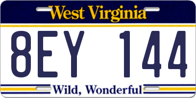 WV license plate 8EY144