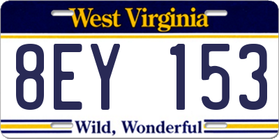 WV license plate 8EY153
