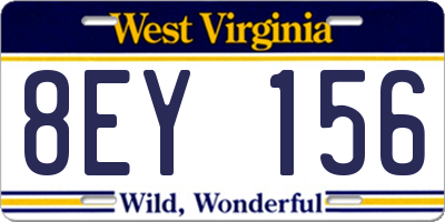 WV license plate 8EY156