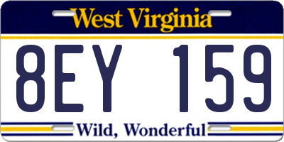 WV license plate 8EY159