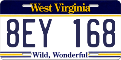 WV license plate 8EY168