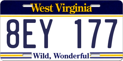 WV license plate 8EY177