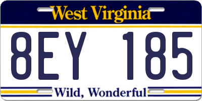 WV license plate 8EY185