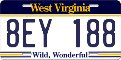 WV license plate 8EY188