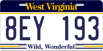 WV license plate 8EY193