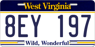 WV license plate 8EY197