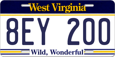 WV license plate 8EY200