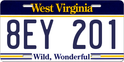 WV license plate 8EY201